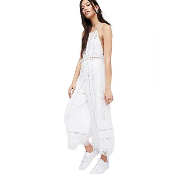 Free People Sydney Sky White Halter Jumpsuit Sz XS - Picture 1 of 6